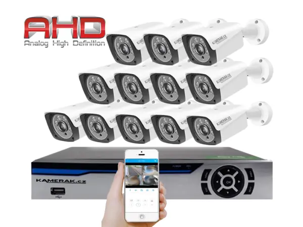 12 kamerov� AHD set HE12-55E 5Mpx 1920p, H.265, CZ menu