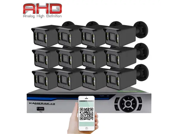 12 kamerov� AHD set HE12-57E 5Mpx 1920p, H.265, CZ menu
