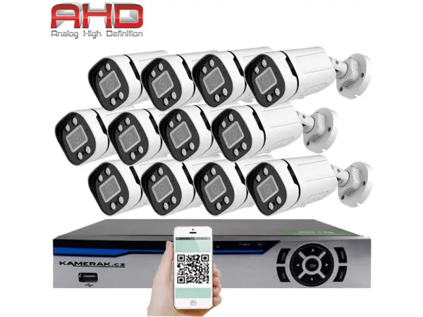 12 kamerov� AHD set HE12-59E 5Mpx 1920p, H.265, CZ menu