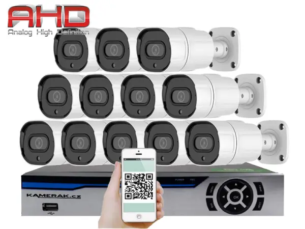 12 kamerov� AHD set HE12-63E 5Mpx 1920p, H.265, CZ menu