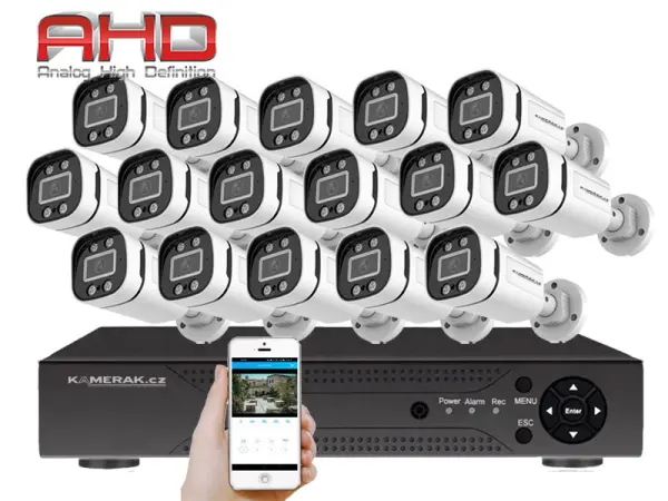 16 kamerovy ahd set wn16-59a 2mpx 1080p, h.265, cz menu