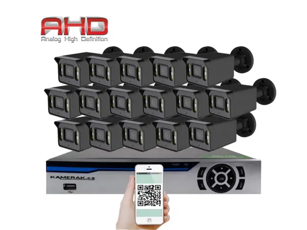 16 kamerov� AHD set HE16-57E 5Mpx 1920p, H.265, CZ menu