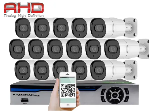 16 kamerov� AHD set HE16-63E 5Mpx 1920p, H.265, CZ menu
