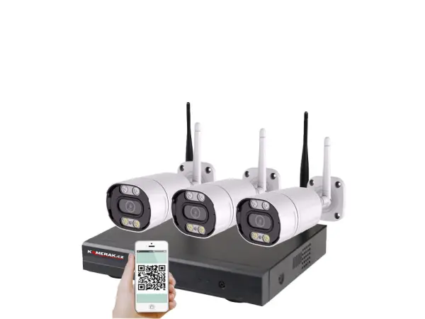 bezdratovy 3 kamerovy set wifi ip pro wip3-105b 3mpx, cz menu