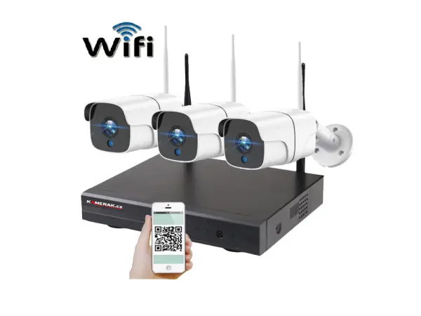 bezdratovy 3 kamerovy set wifi ip pro wip3-107b 3mpx, cz menu