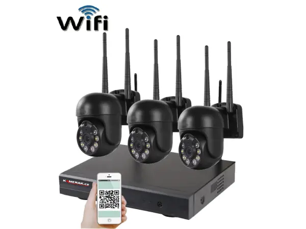 bezdratovy 3 kamerovy set wifi ip pro wip3-109b, black, 3mpx, ptz, cz menu