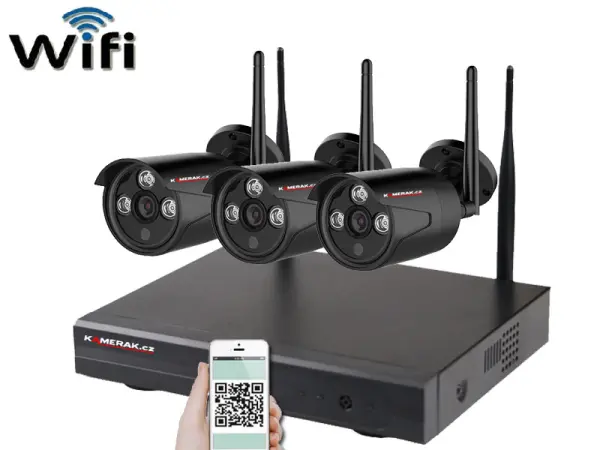 bezdratovy 3 kamerovy set wifi ip pro wip3-303c-black 5mpx, cz menu