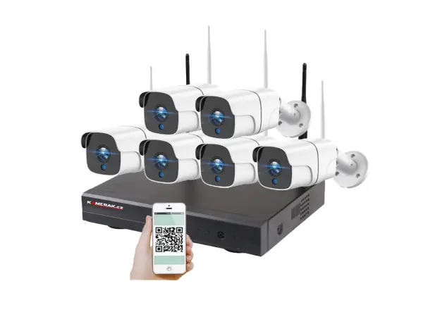bezdratovy 6 kamerovy set wifi ip pro wip6-307c 5mpx, cz menu