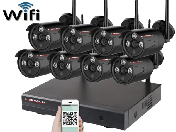 bezdratovy 8 kamerovy set wifi ip pro wip8-103b-black 3mpx, cz menu