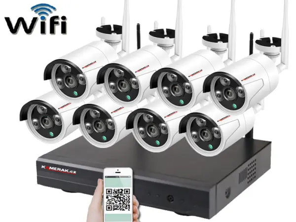 bezdratovy 8 kamerovy set wifi ip pro wip8-302c 5mpx, cz menu