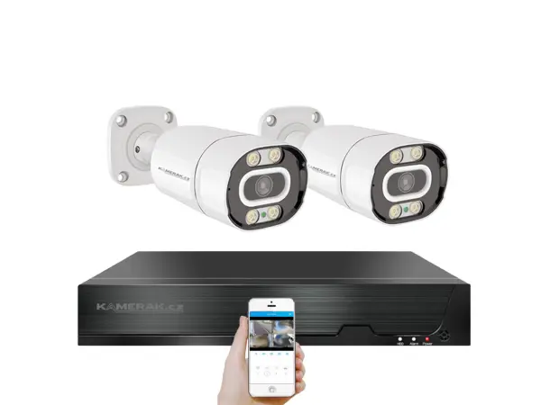 PoE IP 2 kamerovy set XM-203B 4MPx, mikrofon, CZ menu