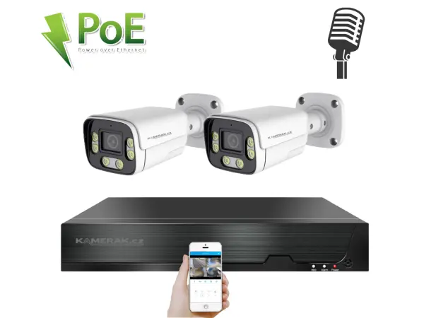 poe ip 2 kamerovy set  xm-206b 4mpx, cz menu