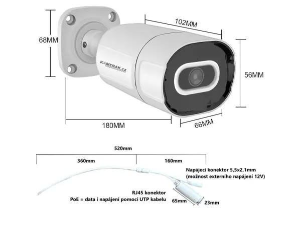 poe ip 3 kamerovy set  xm-308b 4mpx, cz menu