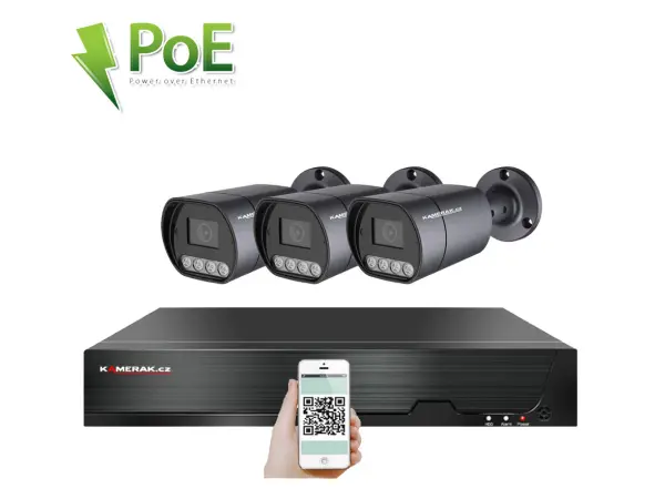 PoE IP 3 kamerov� set XM-310B 4MPx, mikrofon, CZ menu