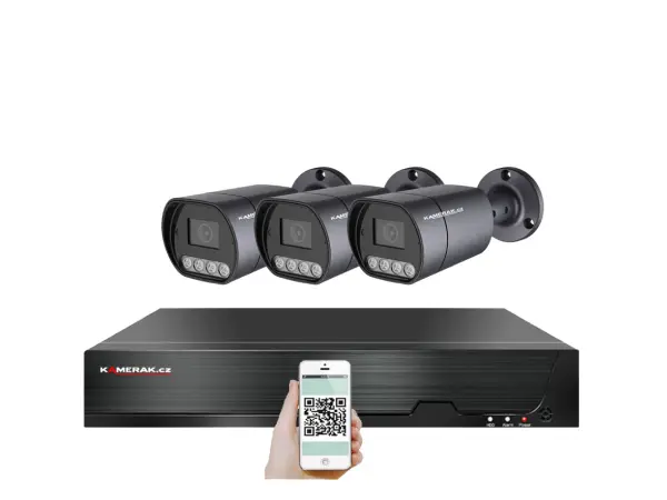 PoE IP 3 kamerov� set XM-310B 4MPx, mikrofon, CZ menu