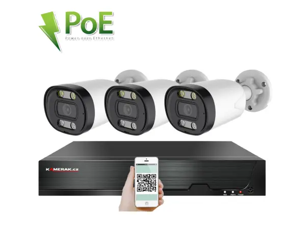 poe ip 3 kamerovy set xm-313b 4mpx, cz menu