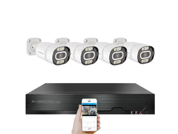 poe ip 4 kamerovy set xm-403b 4mpx, mikrofon, cz menu