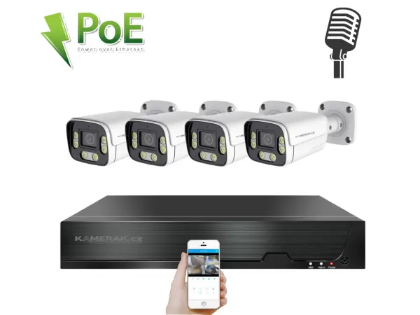 PoE IP 4 kamerov� set XM-406B 4MPx, CZ menu