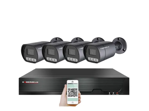 poe ip 4 kamerovy set xm-410b 4mpx, mikrofon, cz menu