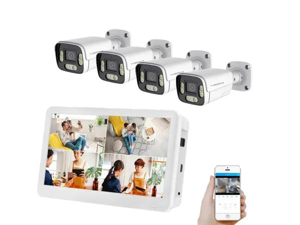 PoE IP 4 kamerov� set XM-456B 4MPx s LCD 12", CZ menu