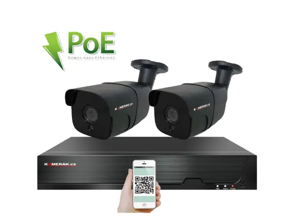 4K PoE IP 2 kamerov� set XM-207D 8MPx, mikrofon, IR p��svit CZ menu