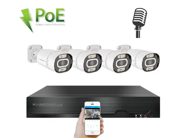 4k poe ip 4 kamerovy set xm-403d 8mpx, cz menu