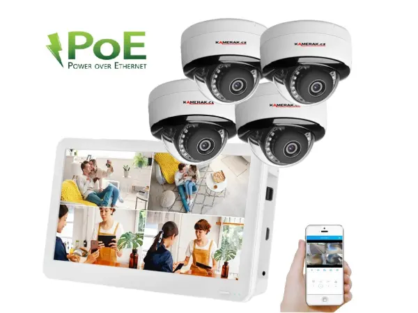 PoE IP 4 kamerov� set XM-455D 8MPx s  LCD 12", CZ menu