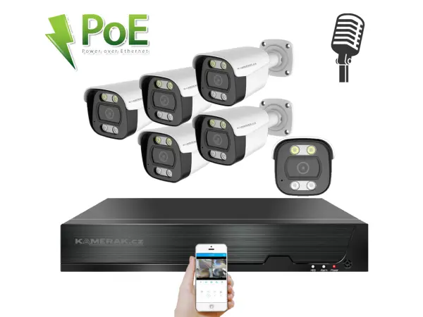 poe ip 6 kamerovy set xm-614b 4mpx, cz menu