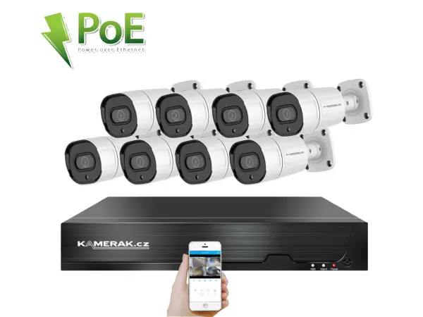 4k poe ip 8 kamerovy set xm-808d 8mpx, cz menu
