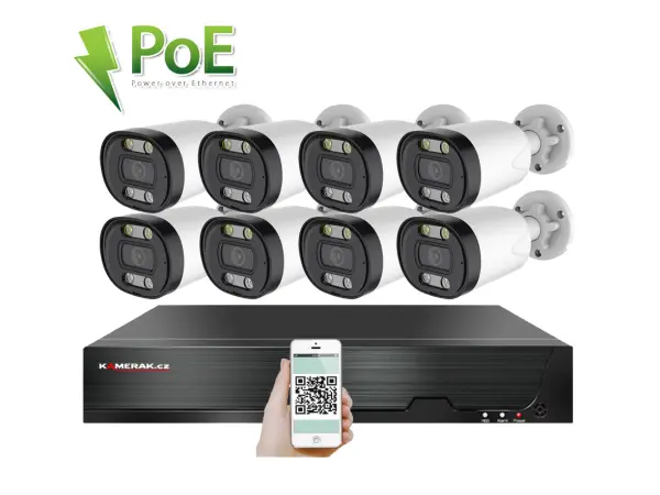 4k poe ip 8 kamerovy set xm-813d 8mpx, cz menu