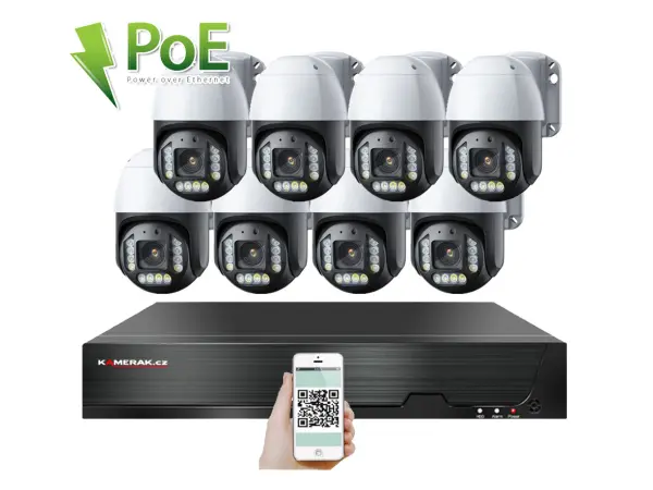 4k poe ip 8 kamerovy set xm-ptz-821d 5x zoom, 8mpx, cz menu