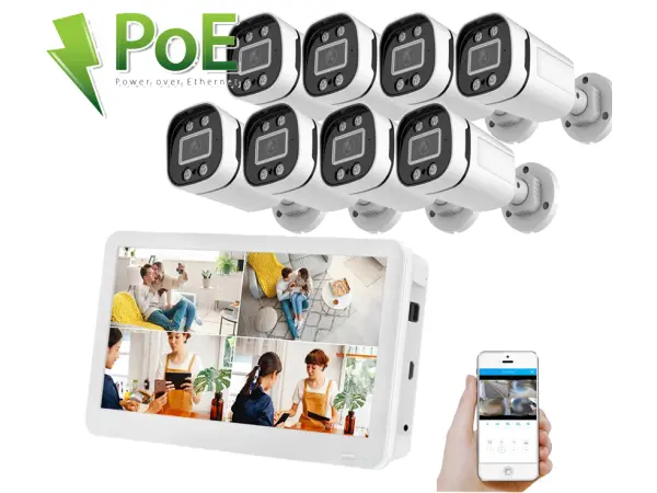 4K PoE IP 8 kamerový set XM-856D 8MPx s LCD 12", CZ menu