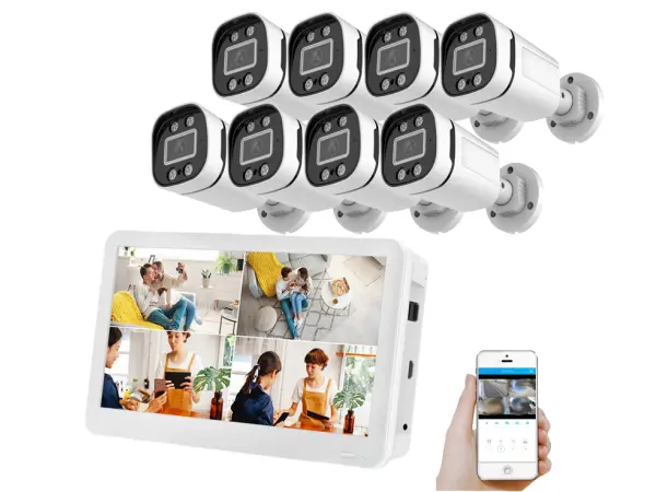 4K PoE IP 8 kamerový set XM-856D 8MPx s LCD 12", CZ menu