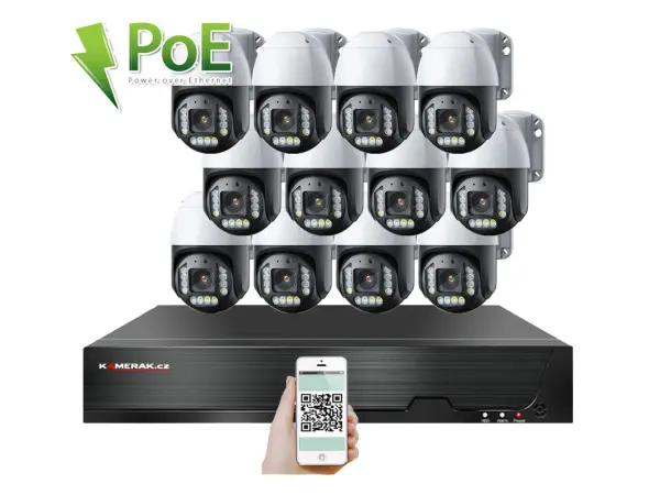 PoE IP 12 kamerov� set XM-PTZ-1221D 5x zoom, 8Mpx, CZ menu