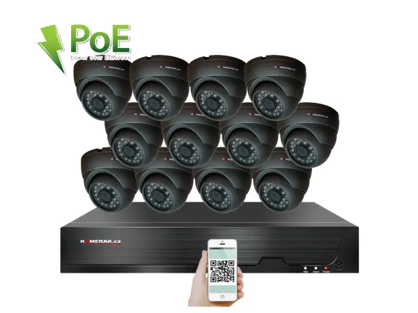 PoE IP 12 kamerov� set XM-1211B 4MPx, mikrofon, CZ menu