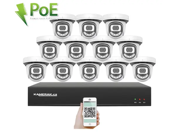 PoE IP 12 kamerov� set  XM-1212B 4MPx, CZ menu