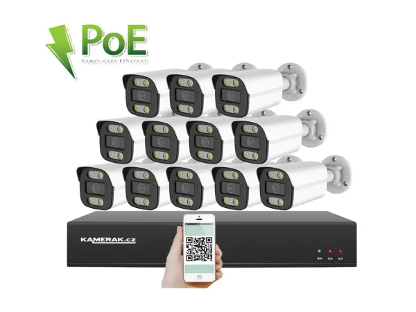 PoE IP 12 kamerov� set XM-1214B 4MPx, CZ menu
