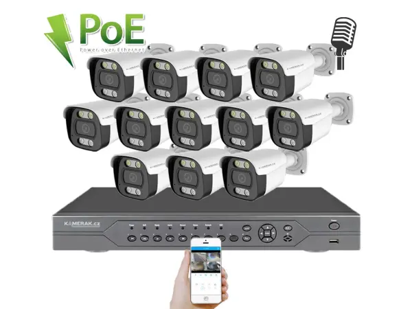 poe ip 12 kamerovy set xm-1214b 4mpx, cz menu