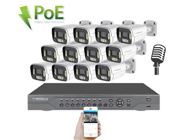 4k poe ip 12 kamerovy set xm-1206d 8mpx, cz menu