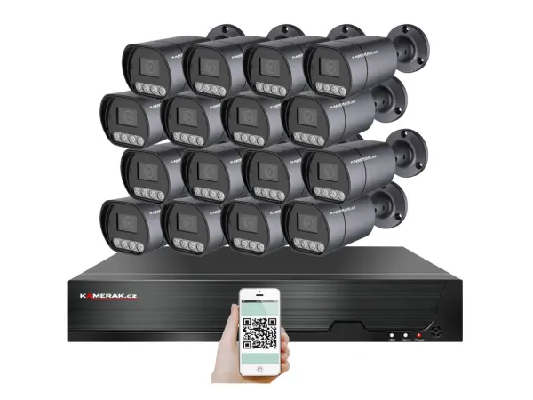 PoE IP 16 kamerový set XM-1611B 4MPx, mikrofon, CZ menu