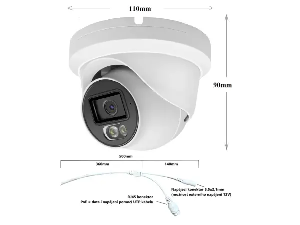 poe ip kamera xm-09b 4mpx dome bila kov