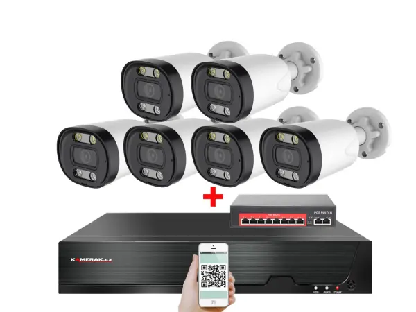 IP 6 kamerov� set  s extern�m PoE XM-613B-Ext. 4MPx, CZ menu