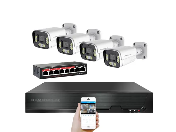 ip 4 kamerovy set  s externim poe xm-406b-ext. 4mpx, cz menu