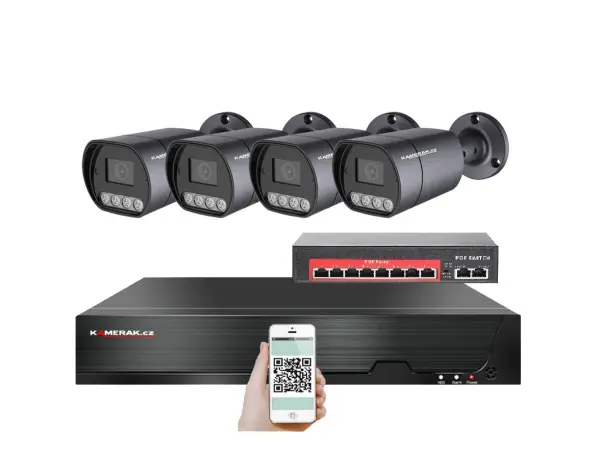 IP 4 kamerov� set  s extern�m PoE XM-410B-Ext. 4MPx, CZ menu