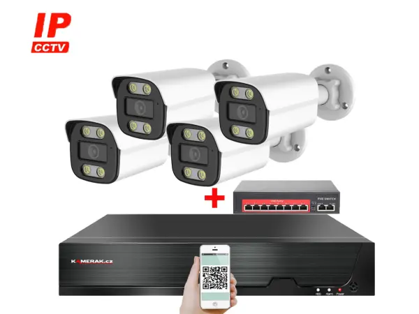 ip 4 kamerovy set  s externim poe xm-414b-ext. 4mpx, cz menu