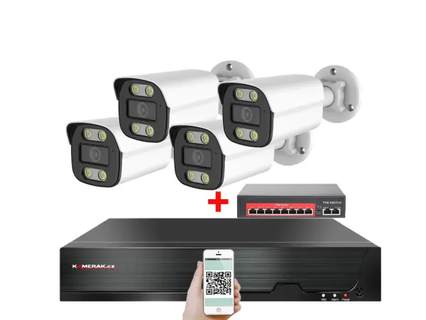 ip 4 kamerovy set  s externim poe xm-414b-ext. 4mpx, cz menu