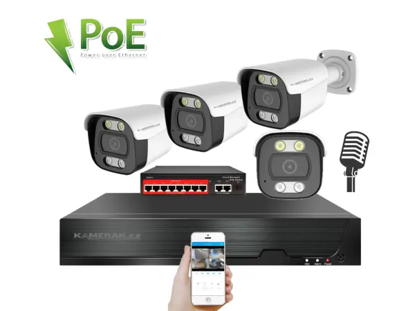ip 4 kamerovy set  s externim poe xm-414b-ext. 4mpx, cz menu