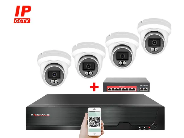 4K IP 4 kamerov� set  s extern�m PoE XM-409D-Ext. 8MPx, CZ menu
