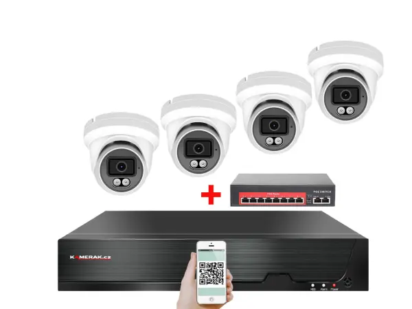 4k ip 4 kamerovy set  s externim poe xm-409d-ext. 8mpx, cz menu