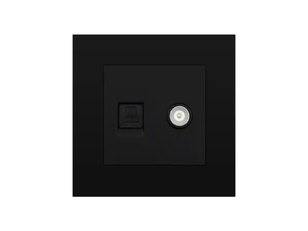 SRAN Z�suvka RJ45+TV v r�me�ku, plast �ern�